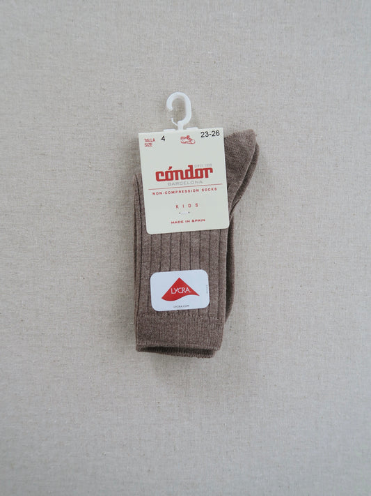 Cóndor - Cotton rib socks - 356 / Brown melange