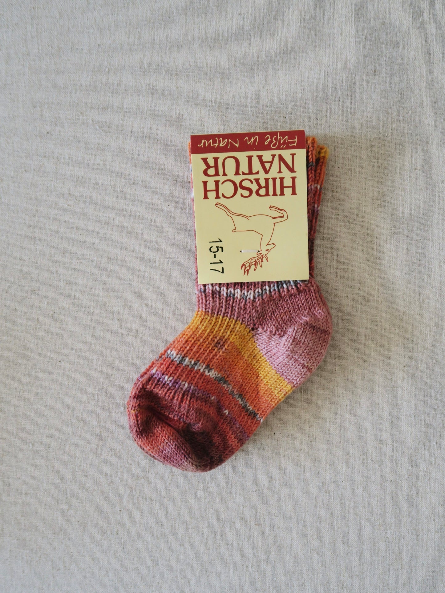 Hirsch - Mønstrede uldsokker - Pink, blå, brune striber