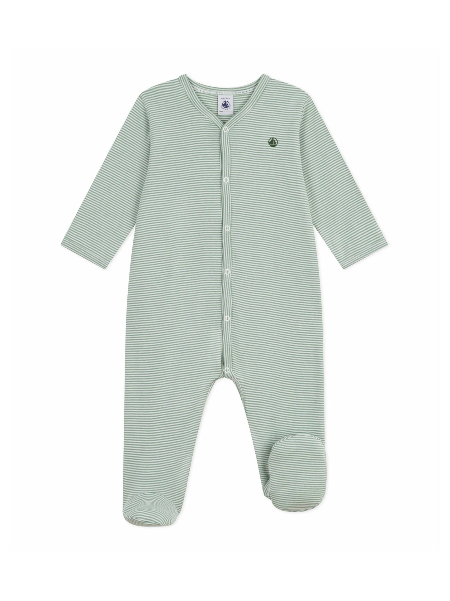 Petit Bateau - Sleepsuit - Green/white stripe