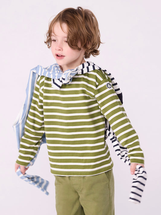 Petit Bateau - Bluse - Grøn/hvid striber