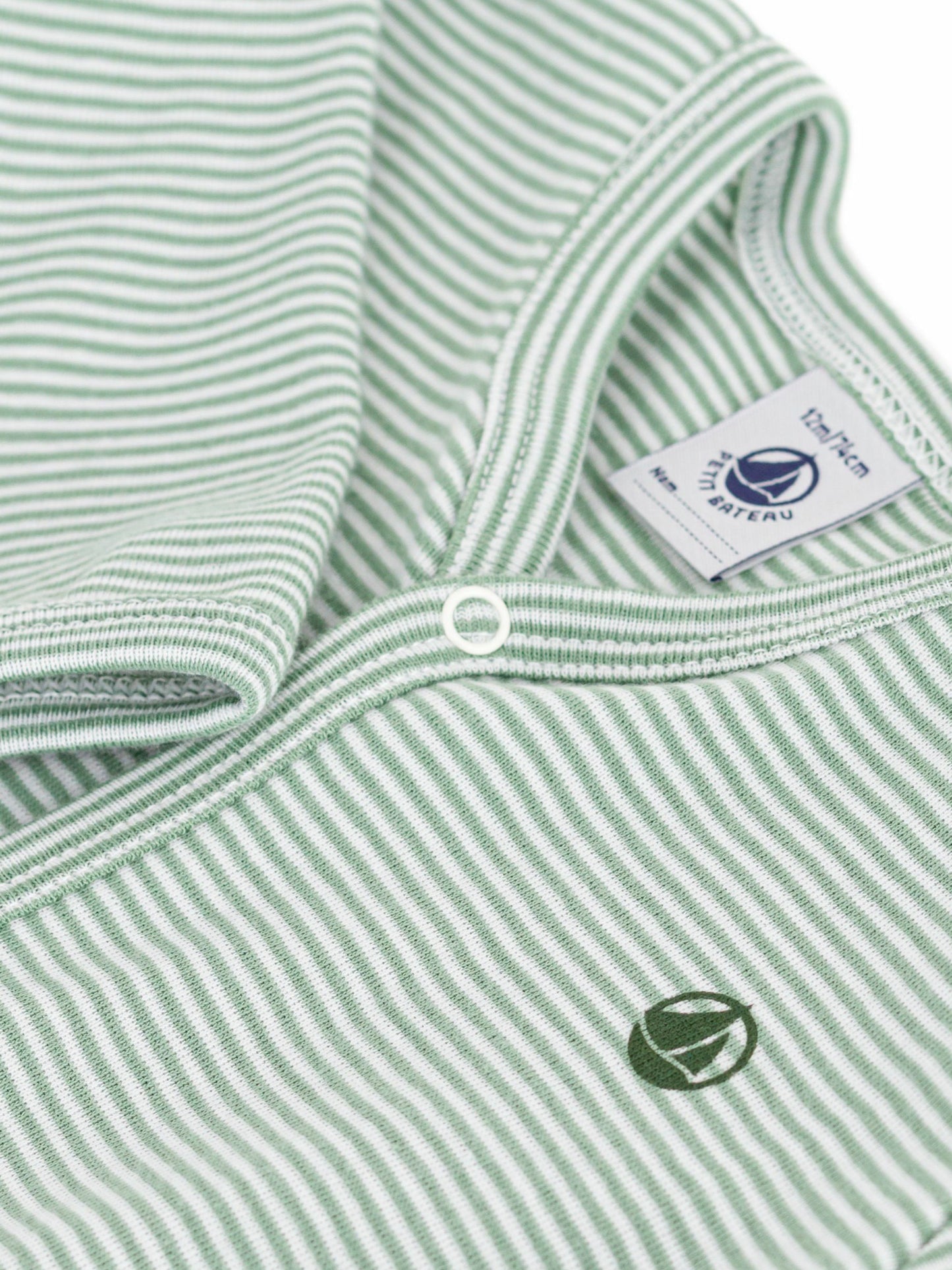 Petit Bateau - Sleepsuit - Green/white stripe