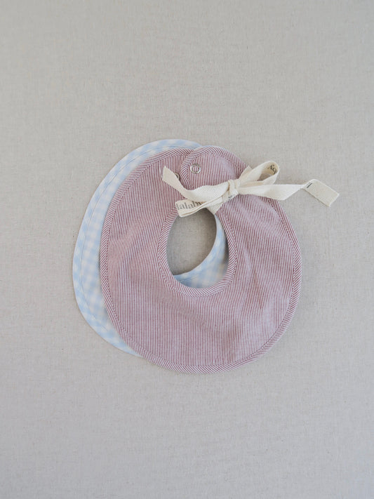 Lalaby - Bibi Bibs 2-Pack - Berry stripe & Beige Gingham