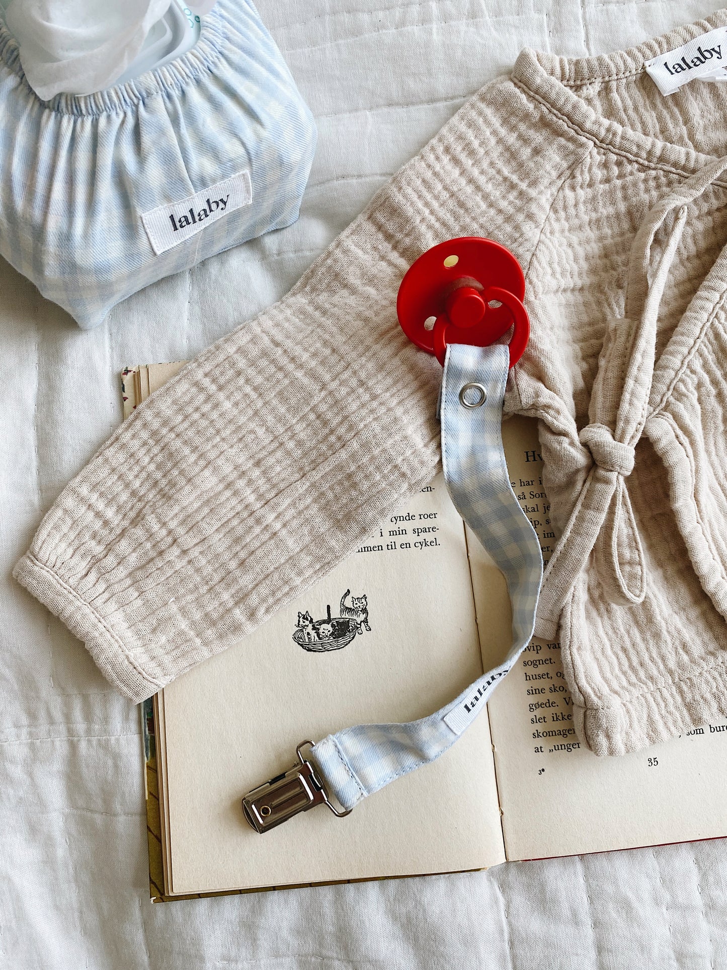 Lalaby - Pacifier clip - Blue gingham