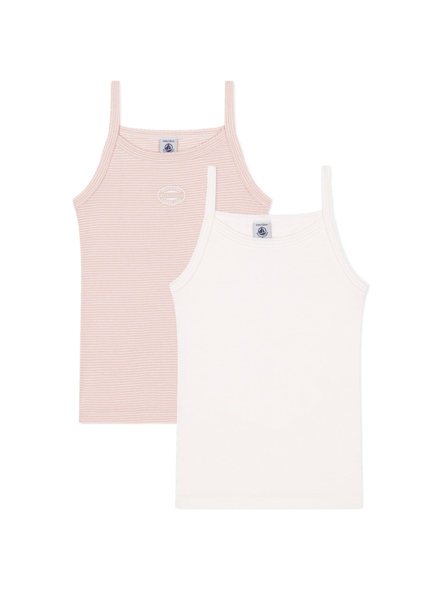 Petit Bateau - 2-pak undertrøje - Rosa/hvid