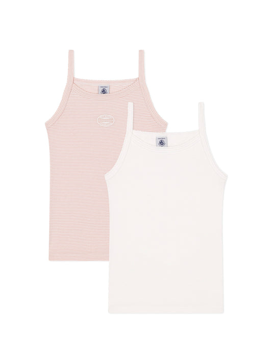 Petit Bateau - 2-pak undertrøje - Rosa/hvid