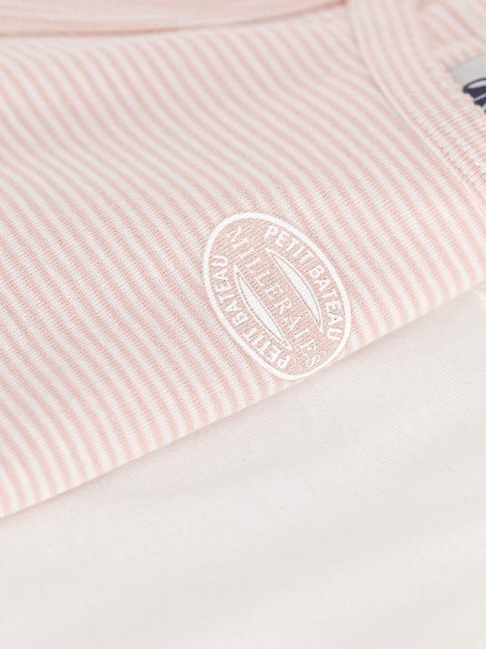 Petit Bateau - 2-pak undertrøje - Rosa/hvid