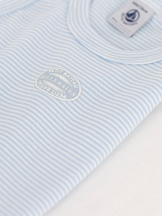 Petit Bateau - 2-pak undertrøje - Blå/hvid