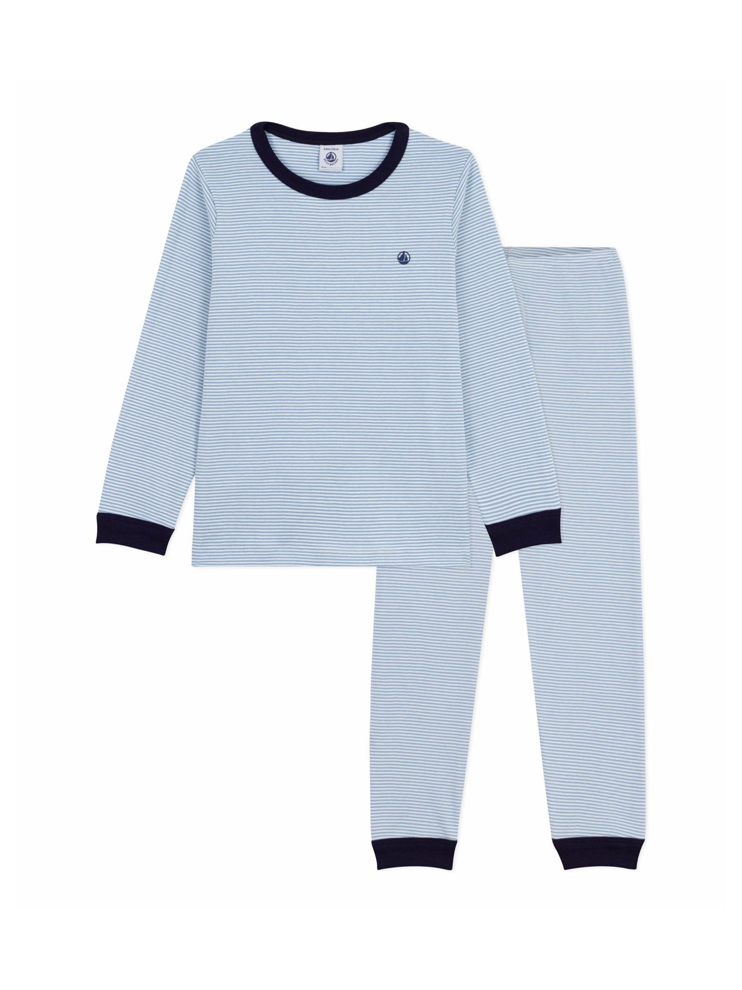 Petit Bateau - Natsæt - Lyseblå/hvid strib