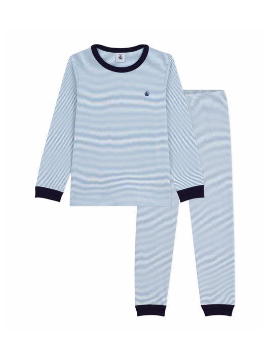 Petit Bateau - Natsæt - Lyseblå/hvid strib