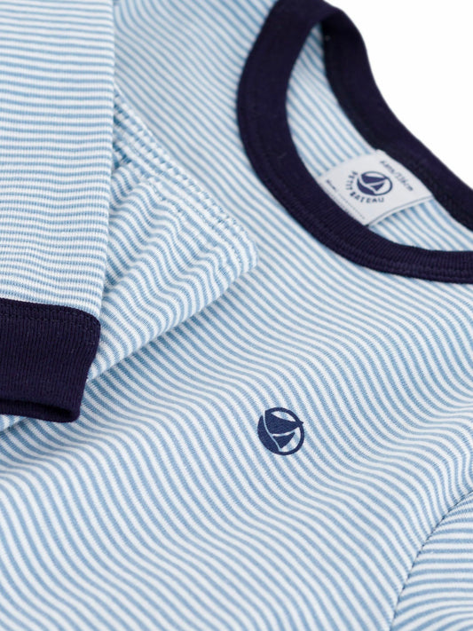 Petit Bateau - Natsæt - Lyseblå/hvid strib