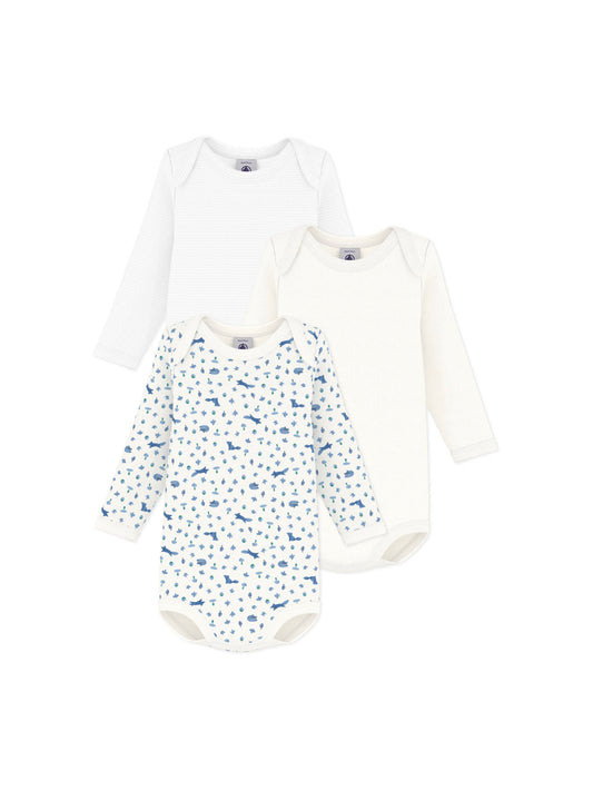 Petit Bateau - 3-pack body - White/stripes/print