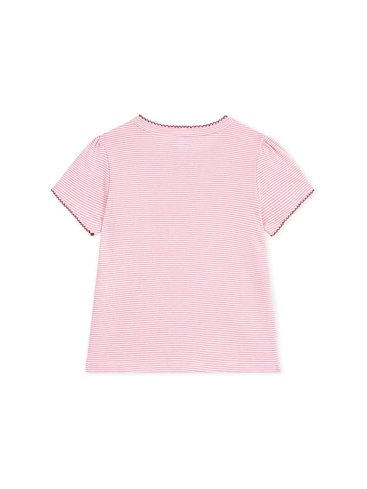 Petit Bateau - Tee & shorts - Pink w. red stitching