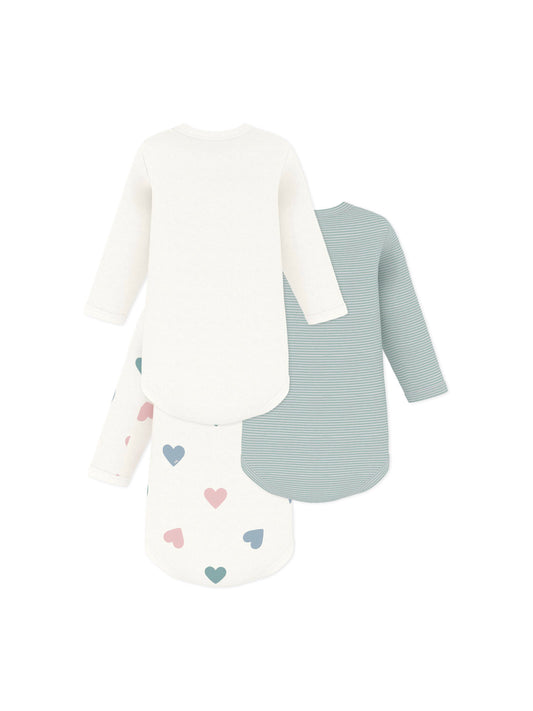 Petit Bateau - 3-pack body - White/stripes/hearts