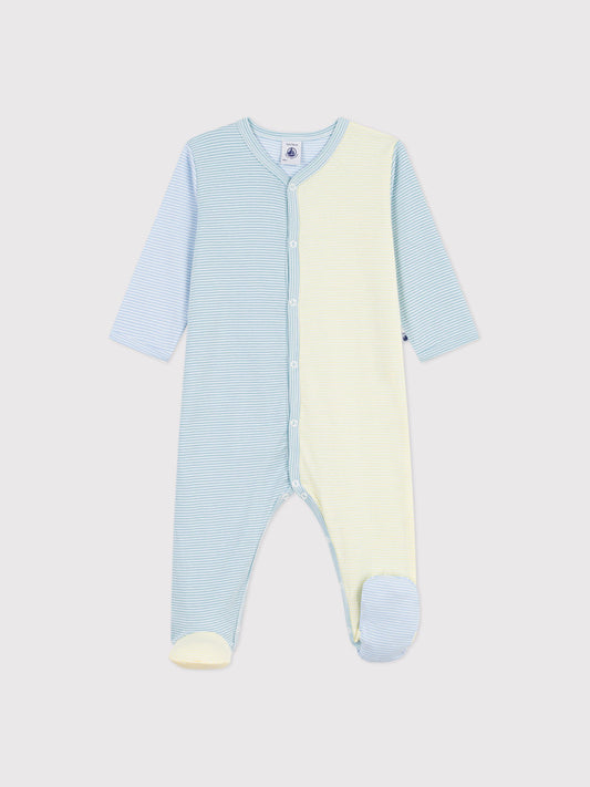 Petit Bateau - Sleepsuit - Green/white stripe