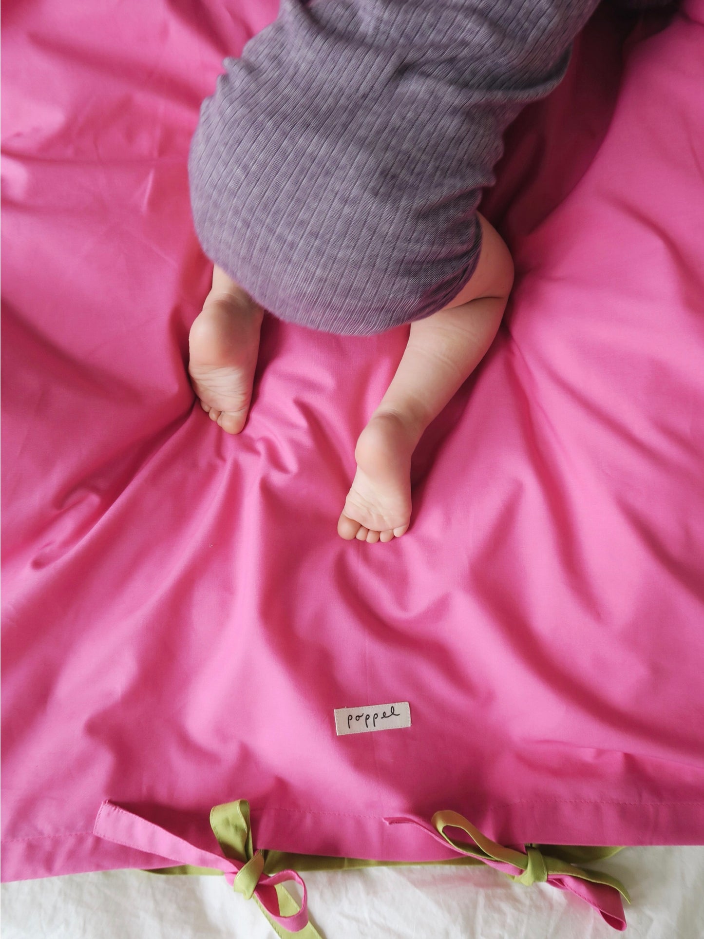 Poppel - Baby dynebetræk - Lime/Cerise