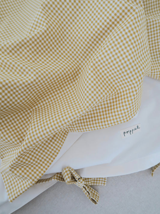 Poppel - Baby dynebetræk - Yellow Gingham