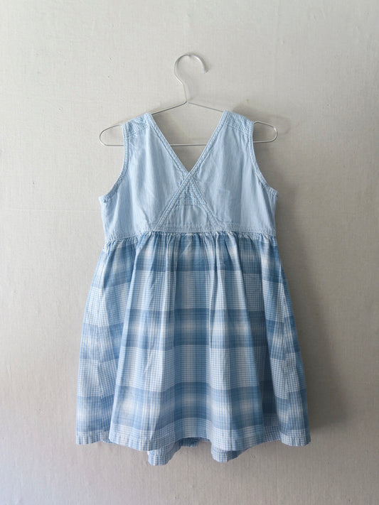 Poppel Pre-loved - Blåternet kjole - str. 3-4 år