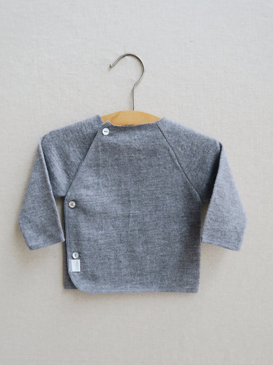 Selana - Fine Knit Wool Wrap Blouse - Grey