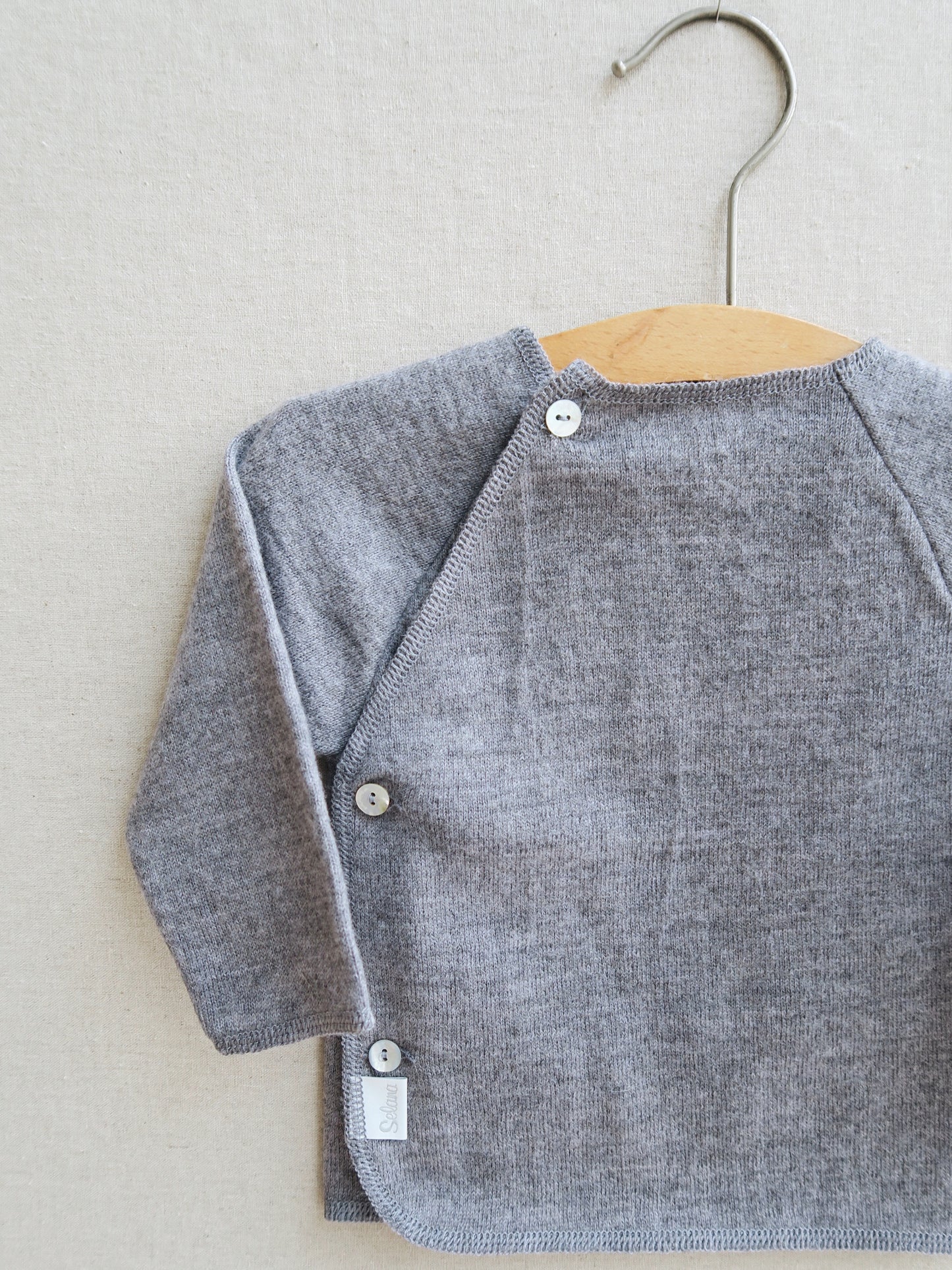 Selana - Fine Knit Wool Wrap Blouse - Grey