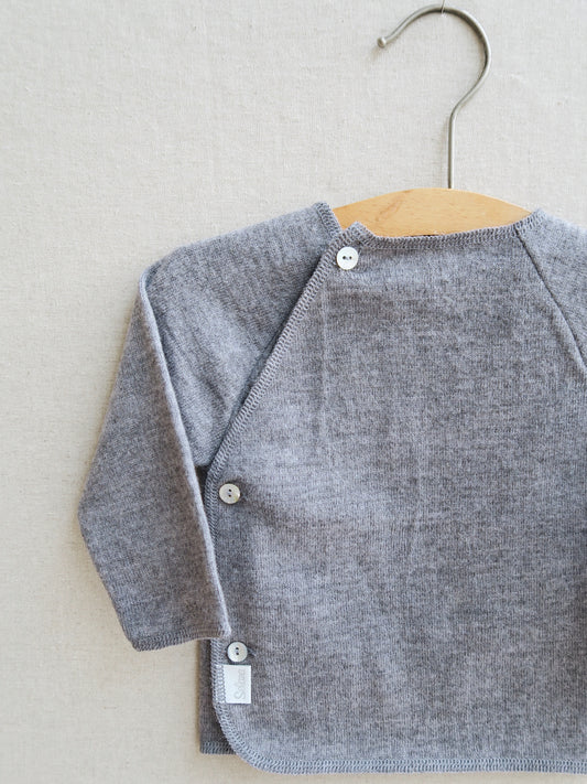 Selana - Fine Knit Wool Wrap Blouse - Grey