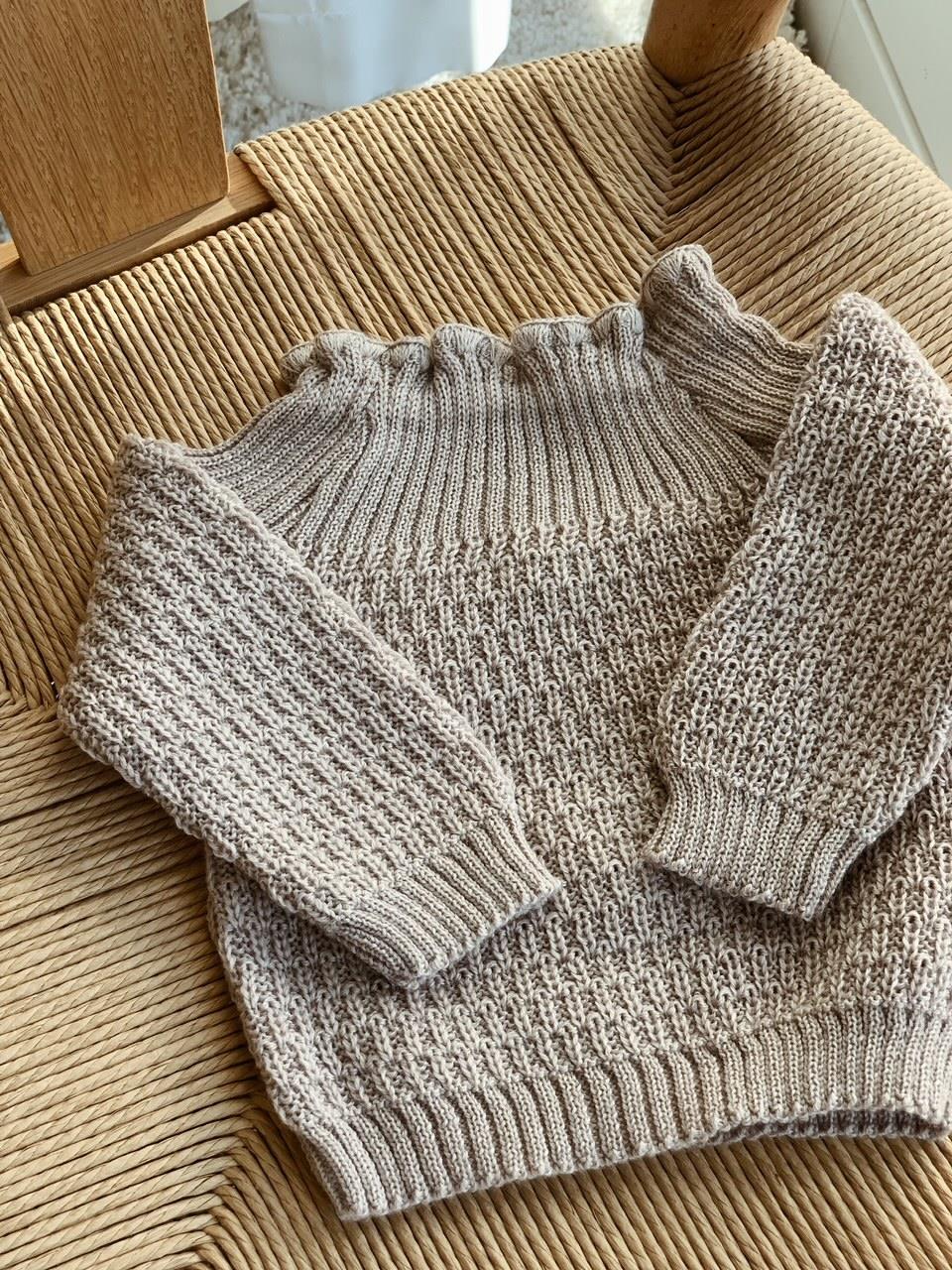 Selana - Wool Sweater - Chocolate, Grey & Beige