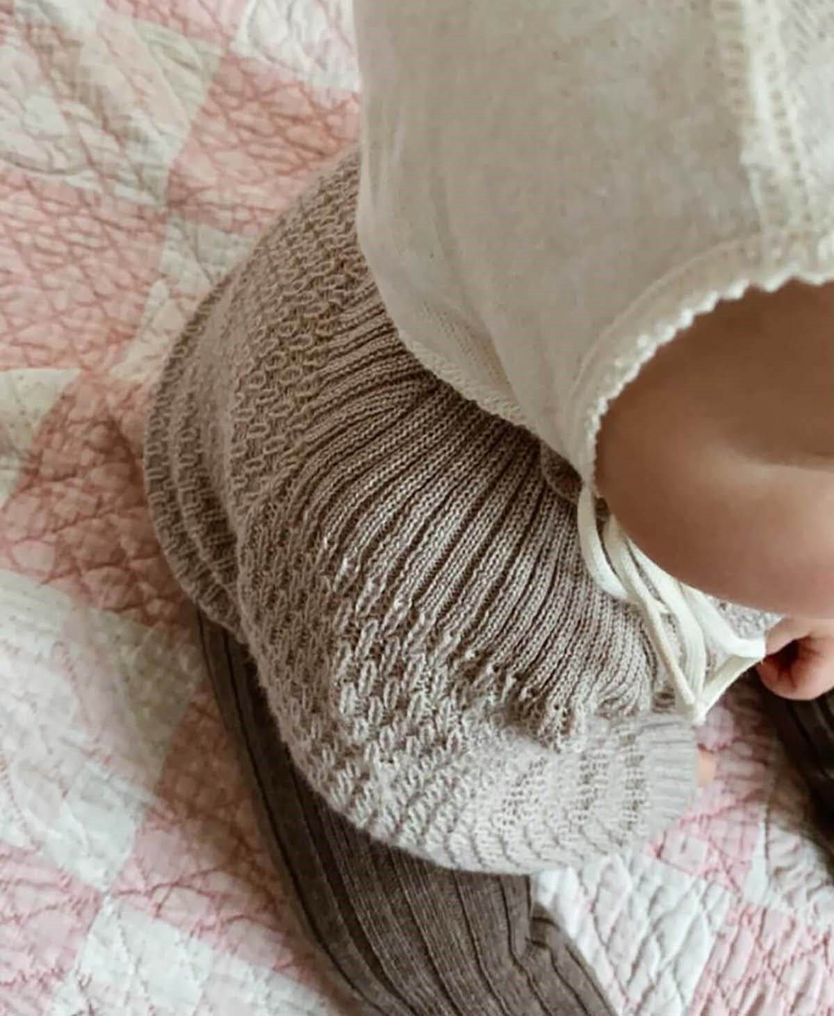 Selana - Wool Sweater - Chocolate, Grey & Beige