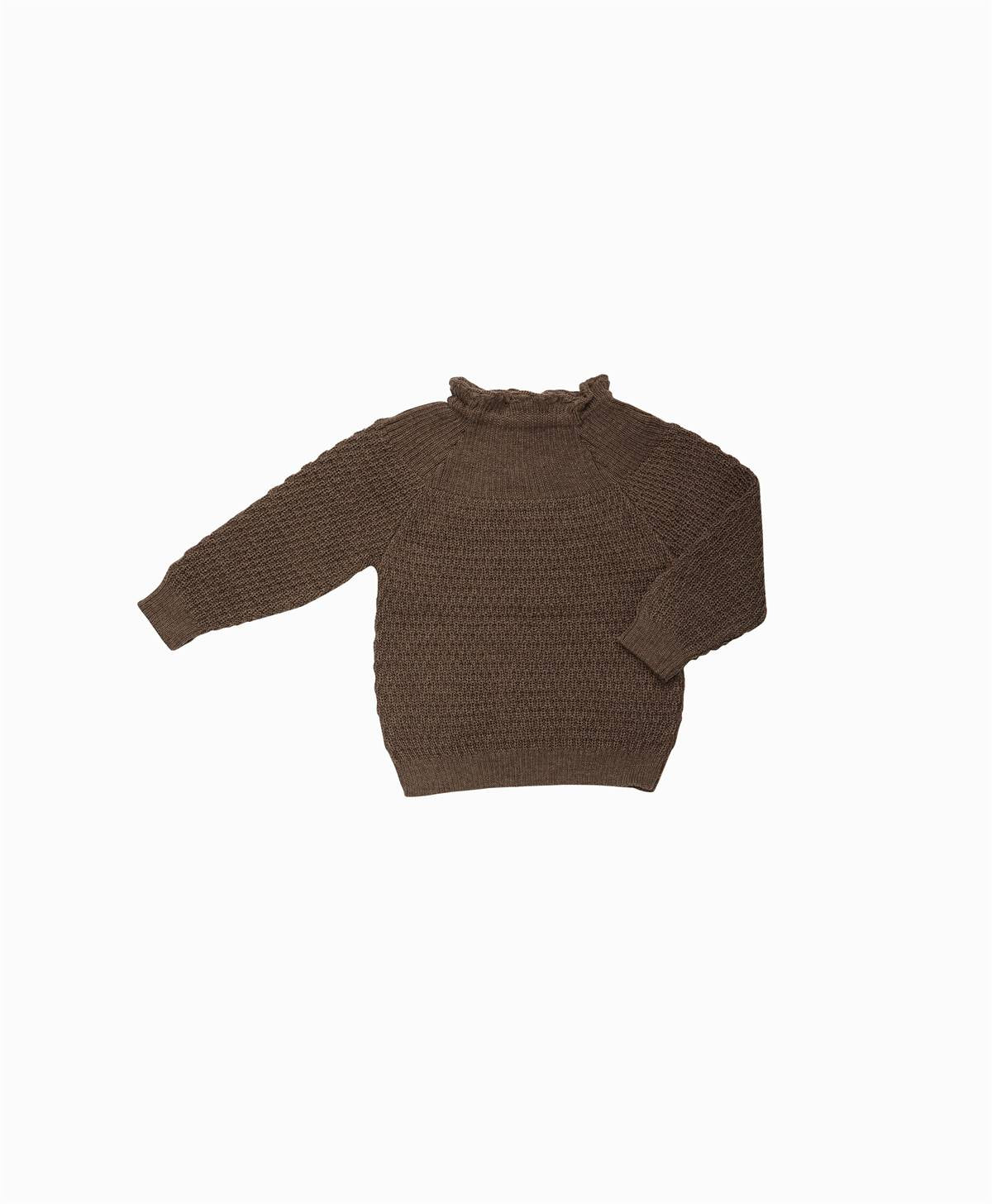 Selana - Wool Sweater - Chocolate, Grey & Beige