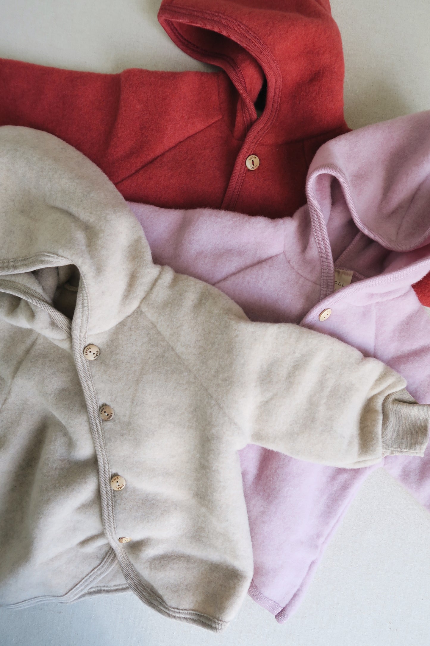 Engel - Uld fleece jakke - Rosewood Mélange