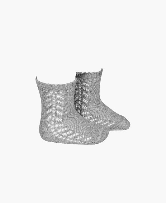 Cóndor - Baby side openwork short socks - Light grey