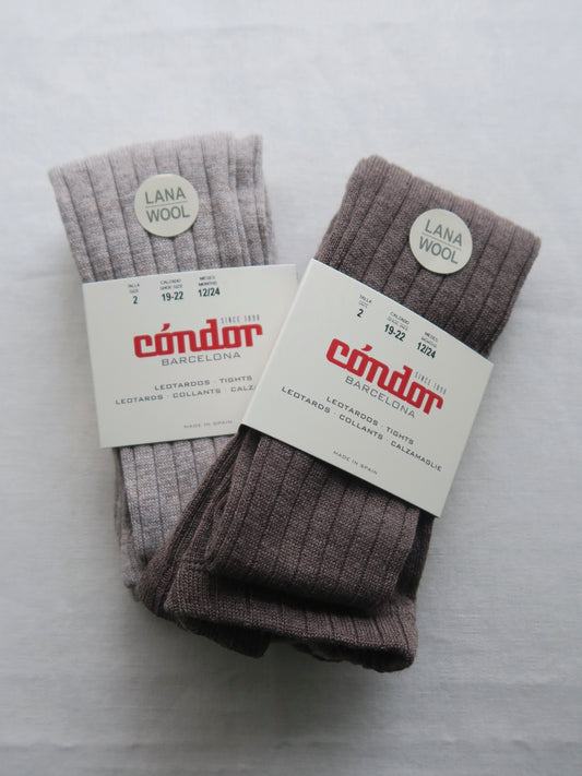 Cóndor - Merino wool-blend rib tights - 968 / Brown Melange
