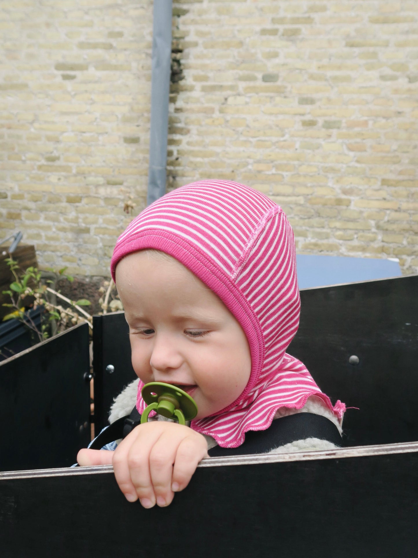 Cosilana - Uld/silke balaclava - Pink/natur