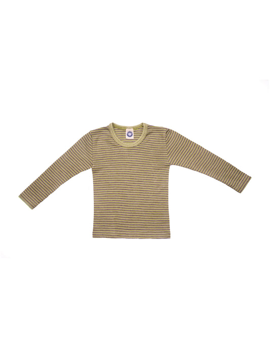 Cosilana - Uld/silke bluse - Grøn/blomme/natur
