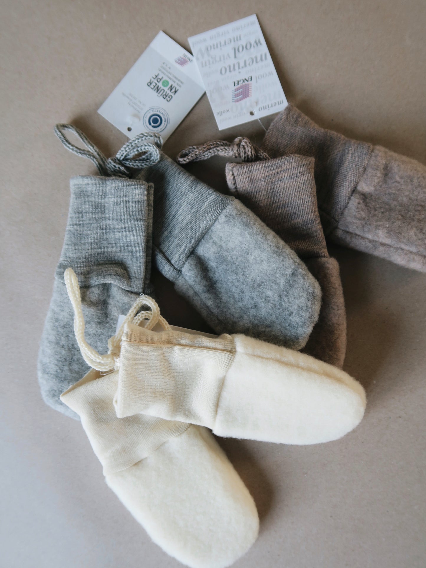 Engel - Wool/fleece mittens - Grey Melange