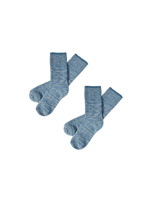 FUB - 2 Pack melange socks - Azure/cloud