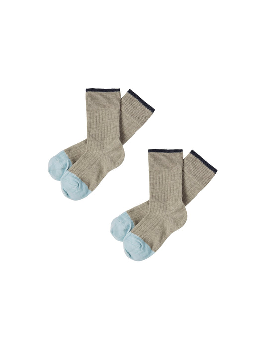 FUB - 2 Pack contrast socks - Light beige melange