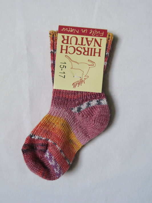 Hirsch - Mønstrede uldsokker - Pink