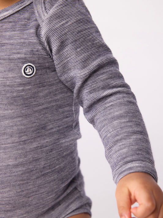 Petit Bateau - Uld/bomuld body  - Navy