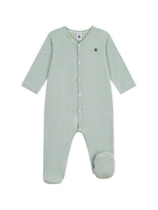 Petit Bateau - Sleepsuit - Green/white stripe