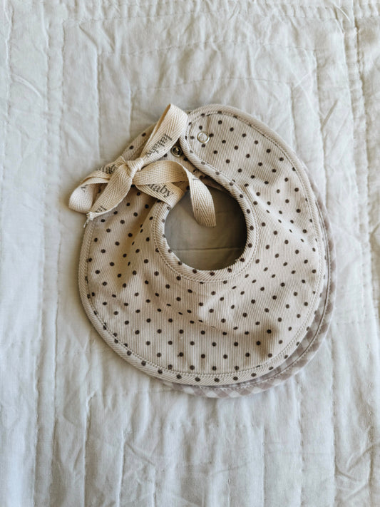 Lalaby - Bibi Bibs 2-Pack - Brown dot & Beige Gingham