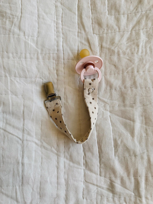 Lalaby - Pacifier clip - Brown dot