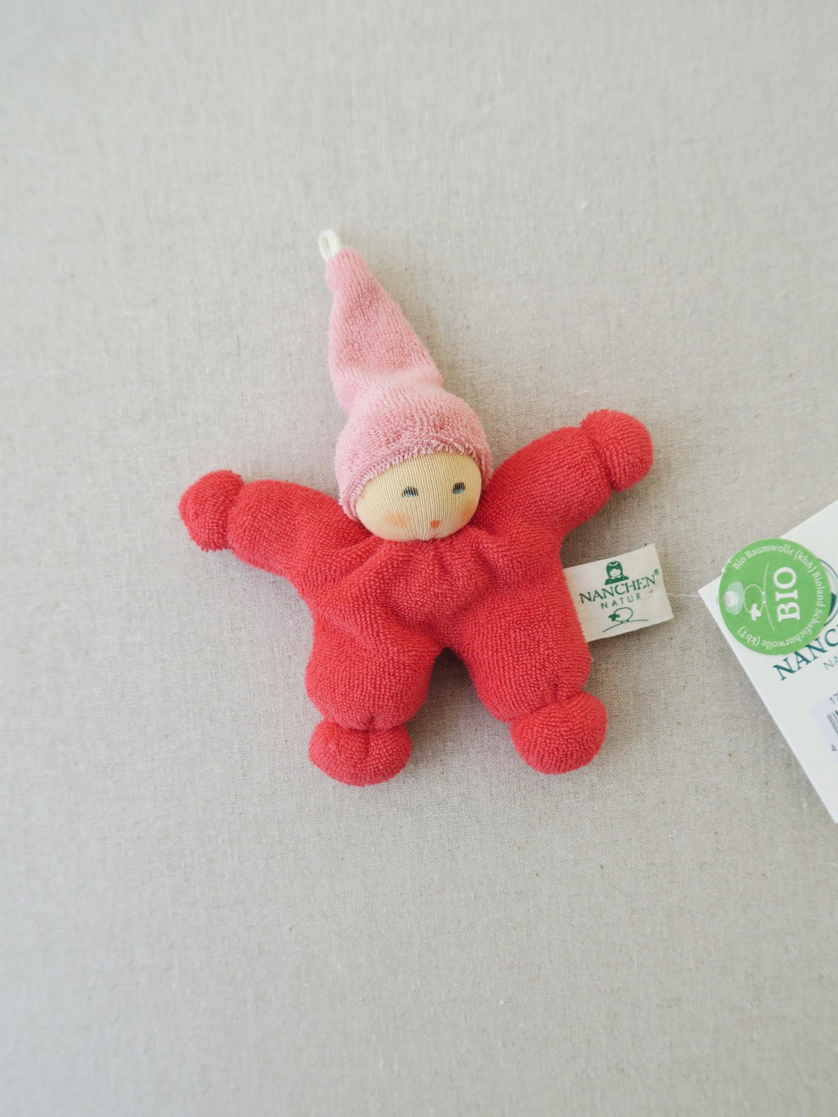 Pink Rattle Doll Nanchen - Rattle Doll - Red/light pink – Poppel shop