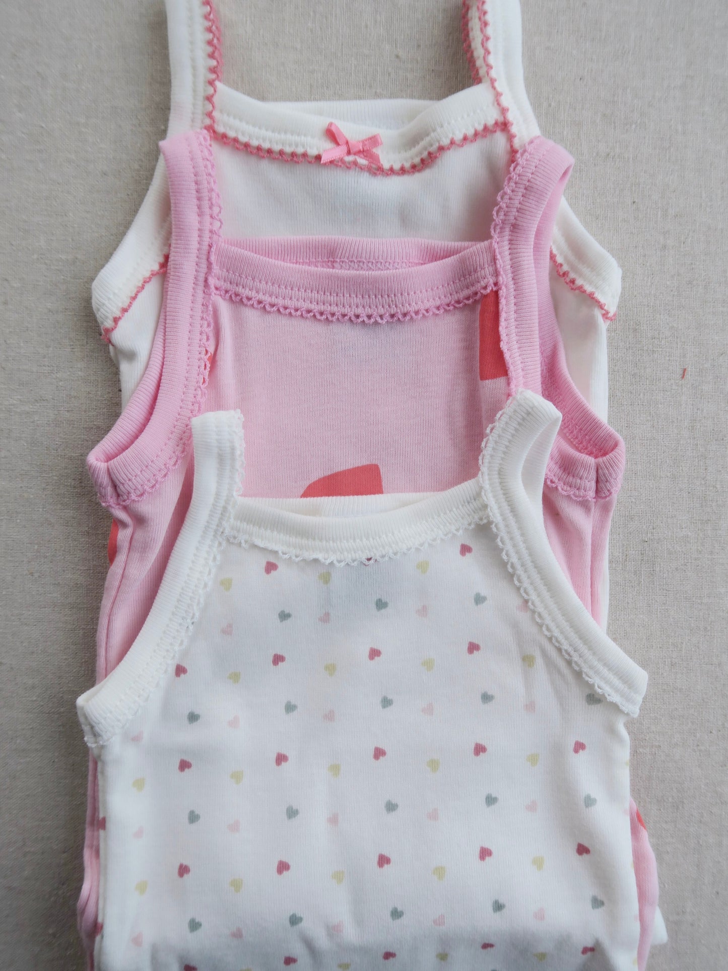 Petit Bateau - 3-pak strop body - Hjerte print