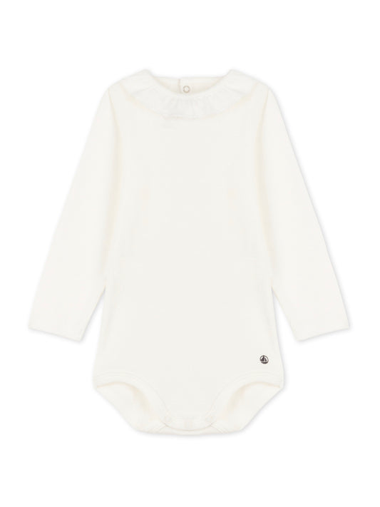 Petit Bateau - Body m. flæse - Hvid