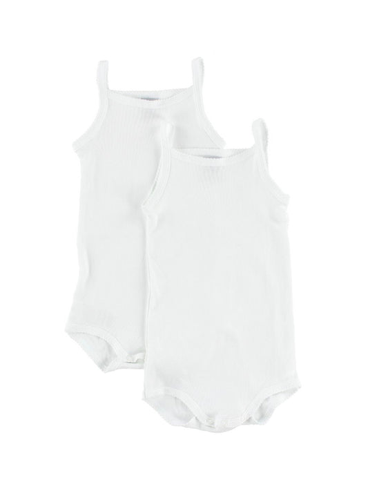 Petit Bateau - 2-pak body med tynde stropper - Hvid