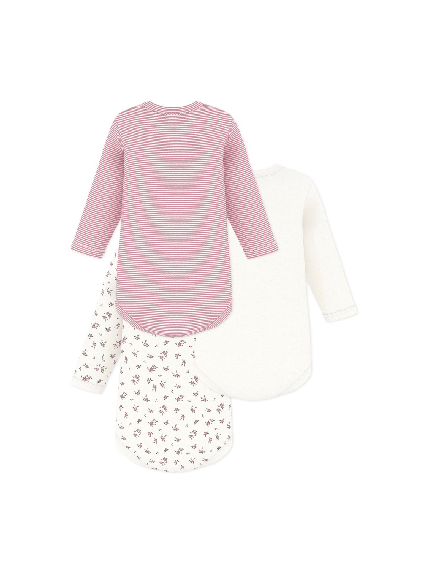Petit Bateau - 3-pak body - Hvid/lyserød/blomstret
