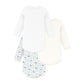 Petit Bateau - 3-pak body - Hvid/stribet/printet