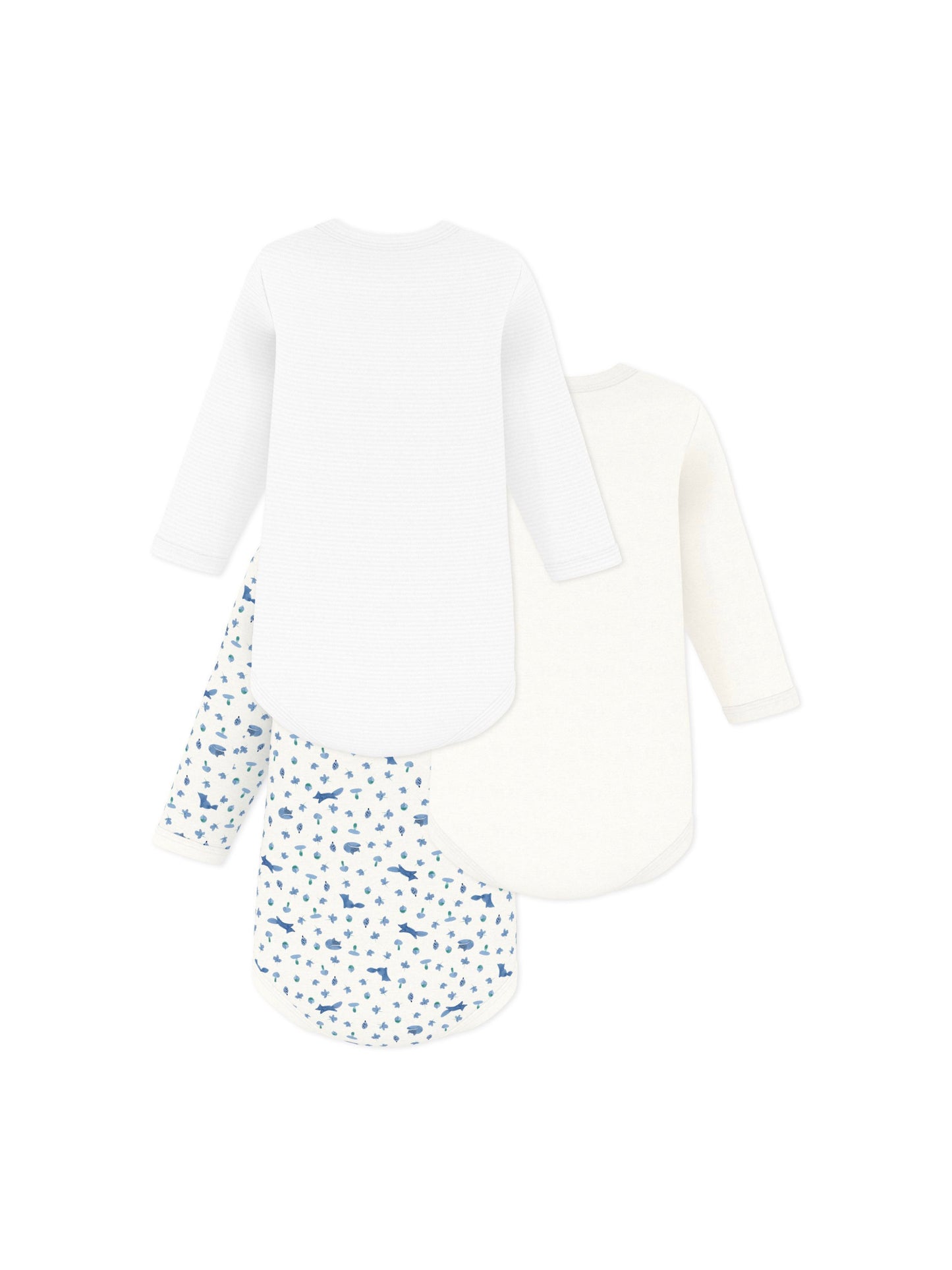 Petit Bateau - 3-pak body - Hvid/stribet/printet