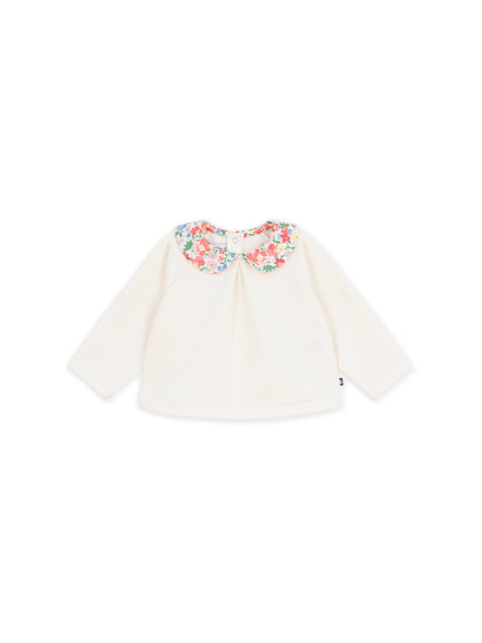 Petit Bateau - Blouse - White w. flower collar