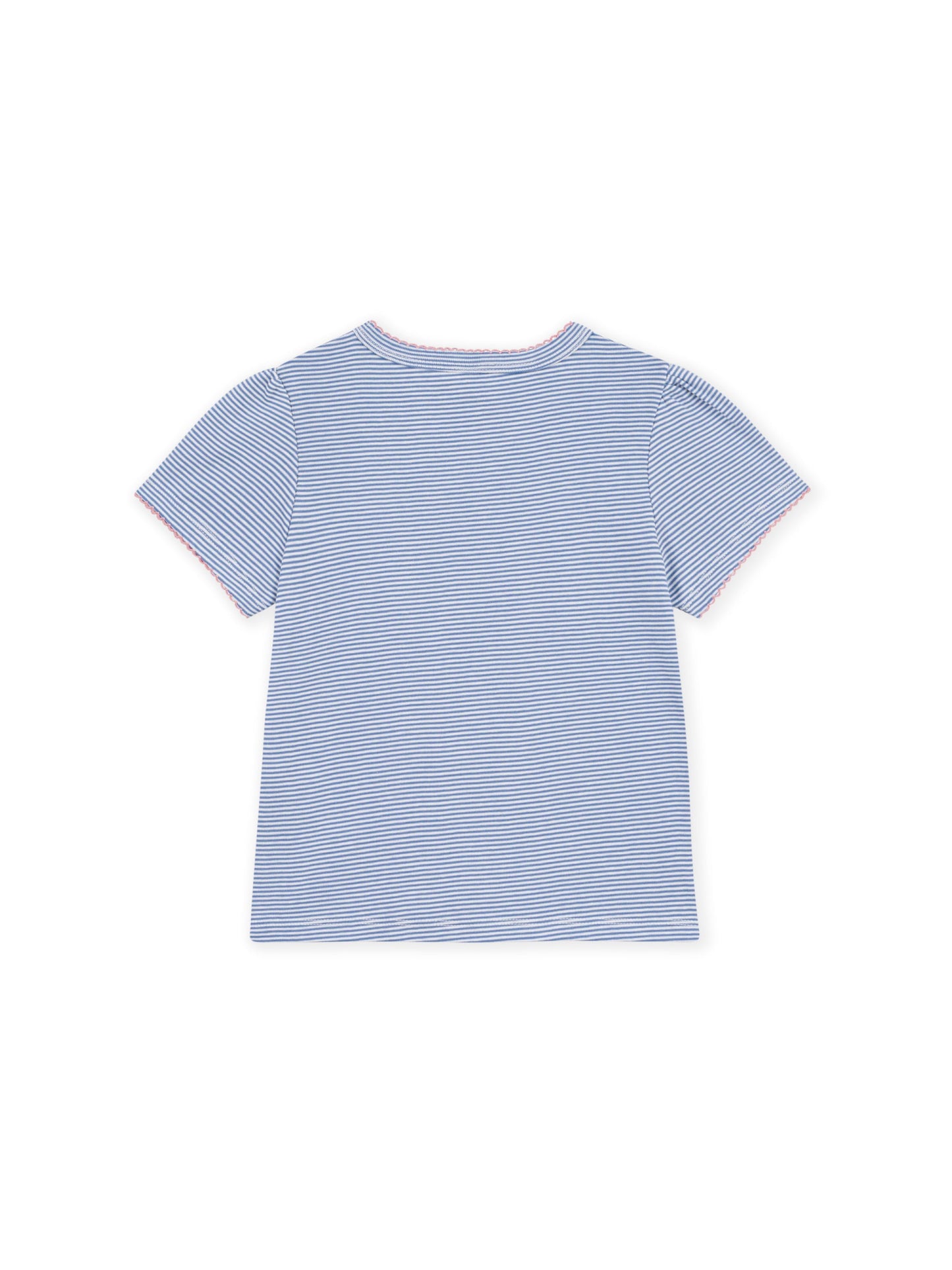 Petit Bateau - Tee - Blue w. pink stitching