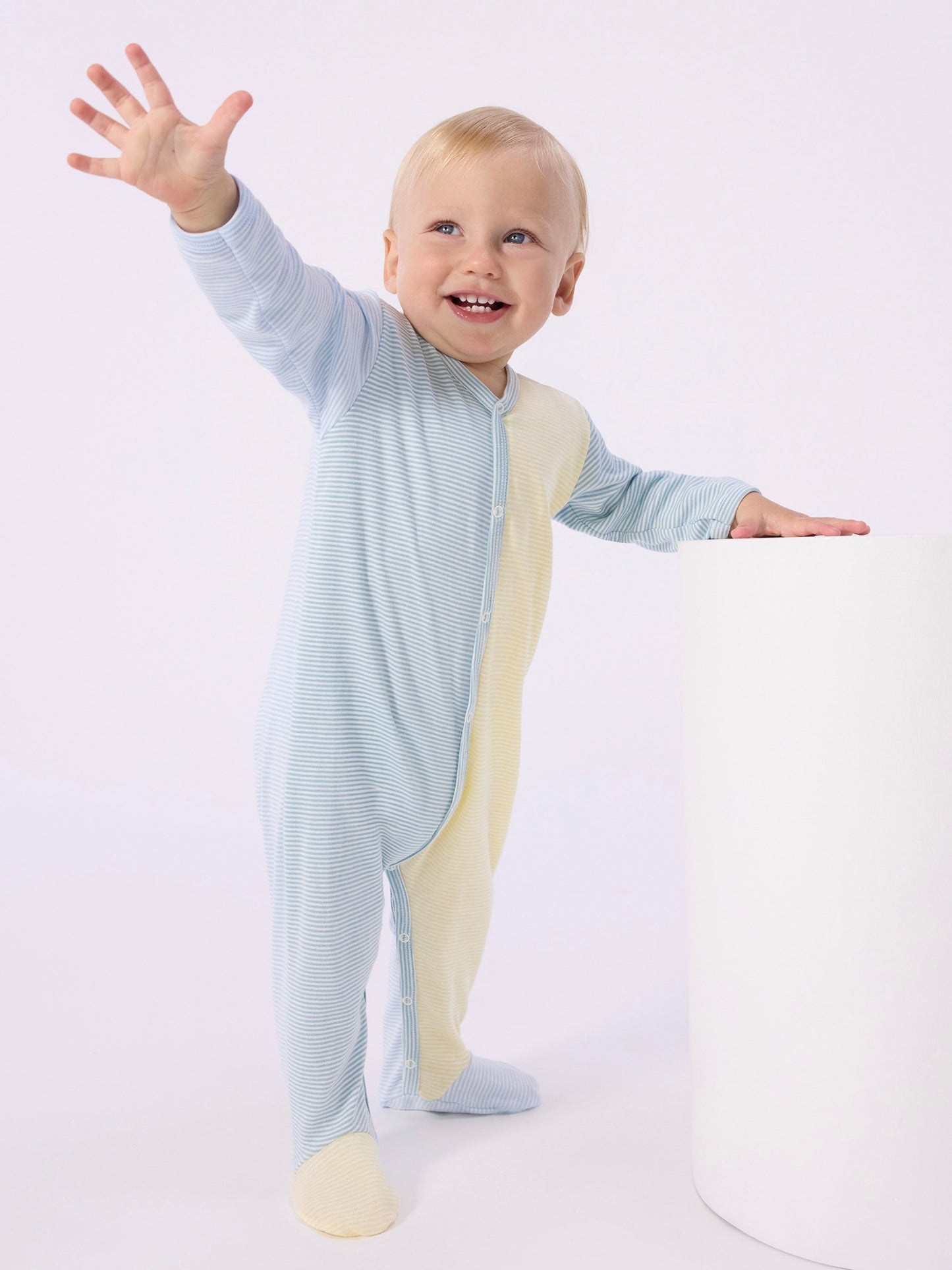 Petit Bateau - Sleepsuit - Green/white stripe